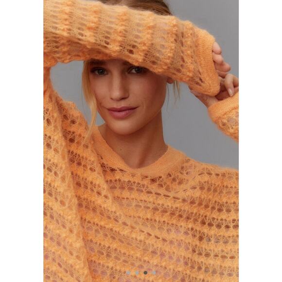 Women’s Anthropologie Pilcro Open Stitch Pullover Sweater Orange Size M - Picture 1 of 7
